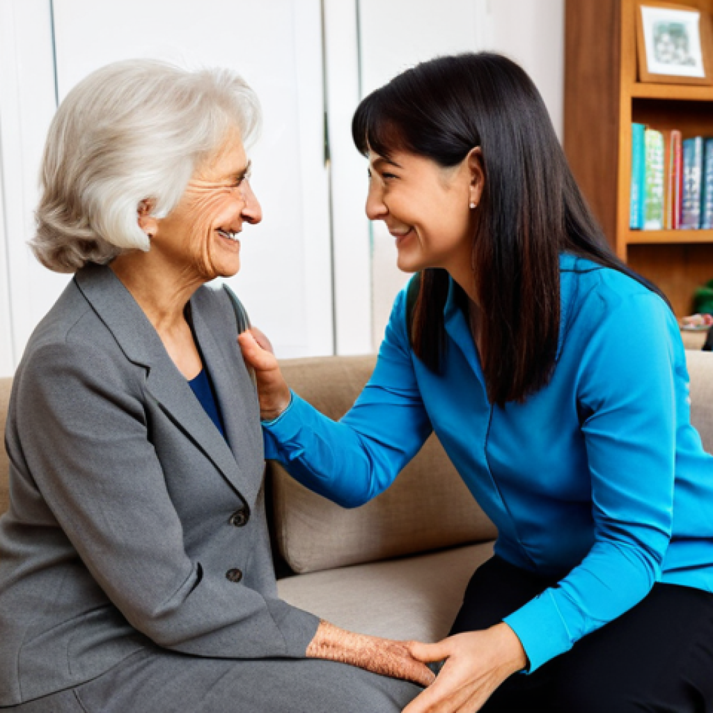 사회복지 직업 전망 - **

A professional female social worker in a modest blouse and slacks, kneeling to talk with a smili...