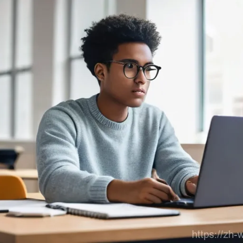 사회복지 현장실습 - **Prompt:** A young, determined social work intern, gender-neutral, with an earnest expression, sits...