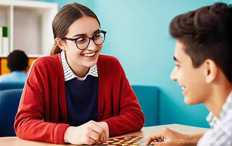 사회복지 현장실습 - **Prompt:** A young, determined social work intern, gender-neutral, with an earnest expression, sits...