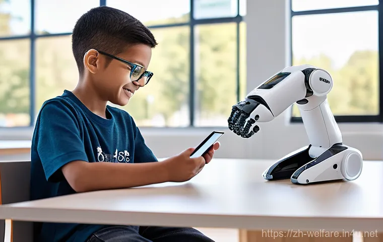 사회복지 기술 적용 사례 - **"Vibrant Smart Community: Seamless Daily Life"**
    A bright, clean, and active outdoor plaza wit...