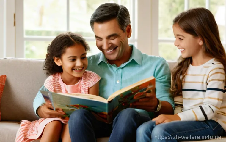 가족복지론 - **Prompt:** A heartwarming scene of a modern family enjoying quality time together in a bright, invi...