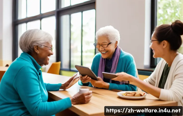 사회복지 공공정책 연구 - **Image Prompt 1: Flourishing Seniors in a Smart Community Hub**
    A wide-angle, vibrant, and warm...