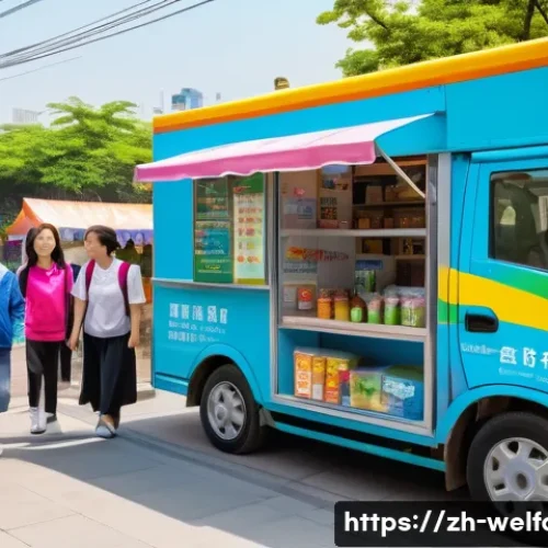 사회복지 사각지대 해결 - A vibrant community service scene in a modern Chinese neighborhood, featuring a diverse group of vol...