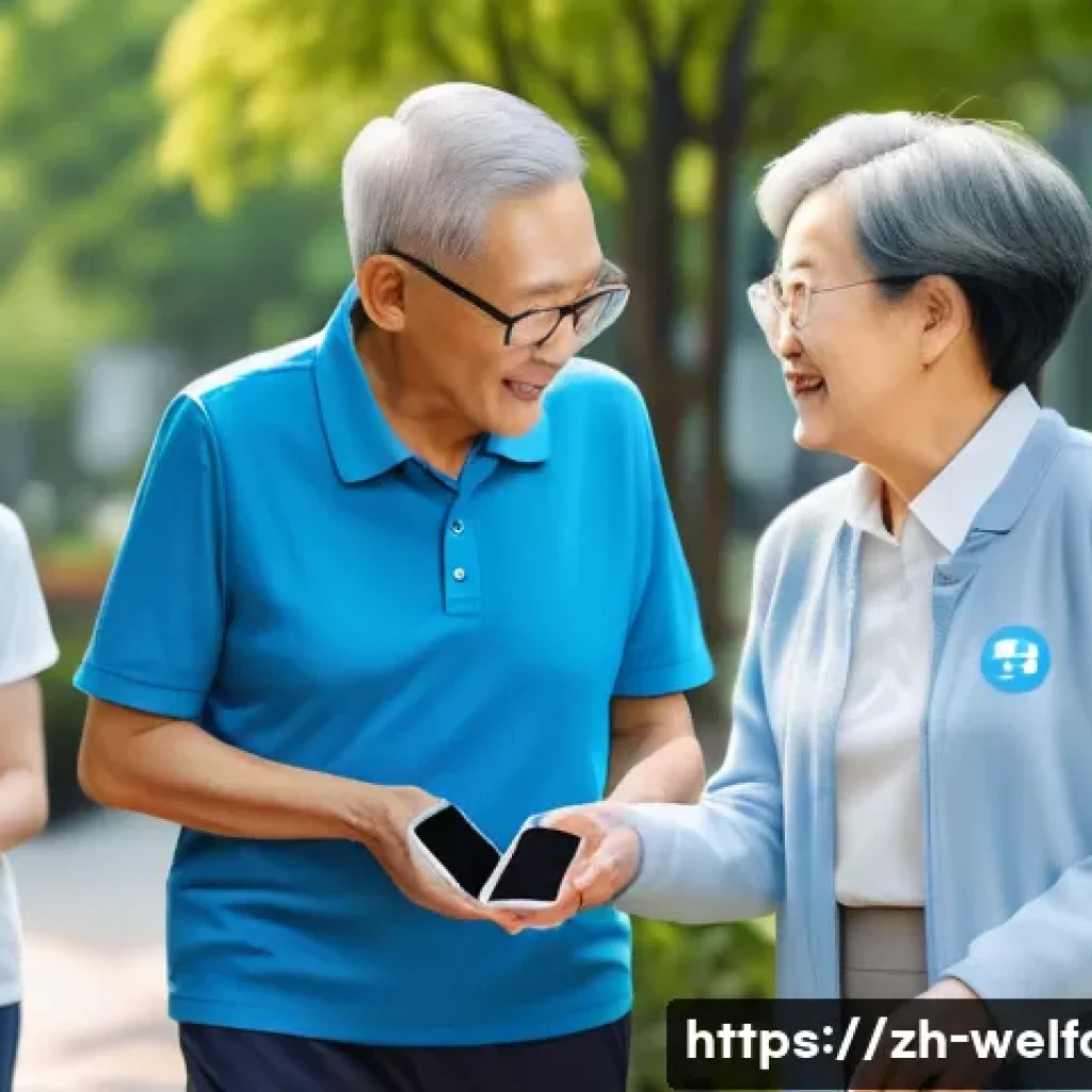 사회복지 AI 활용 - A modern community eldercare center scene featuring senior citizens wearing comfortable clothing and...