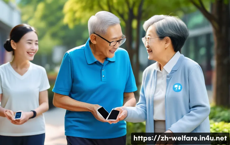 사회복지 AI 활용 - A modern community eldercare center scene featuring senior citizens wearing comfortable clothing and...