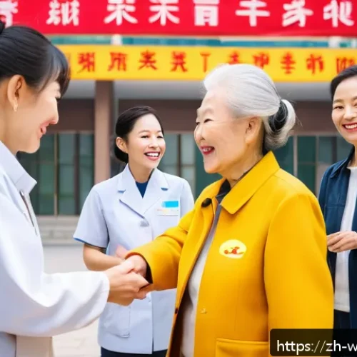 사회복지 창업 - A vibrant community center scene in a modern Chinese urban neighborhood, featuring diverse elderly r...