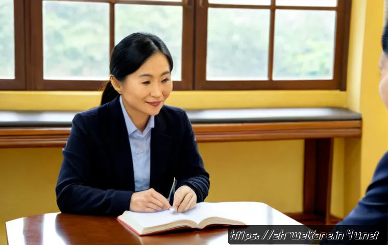 사회복지 상담기법 - Photorealistic social welfare counseling session in a bright, welcoming community office, compassion...
